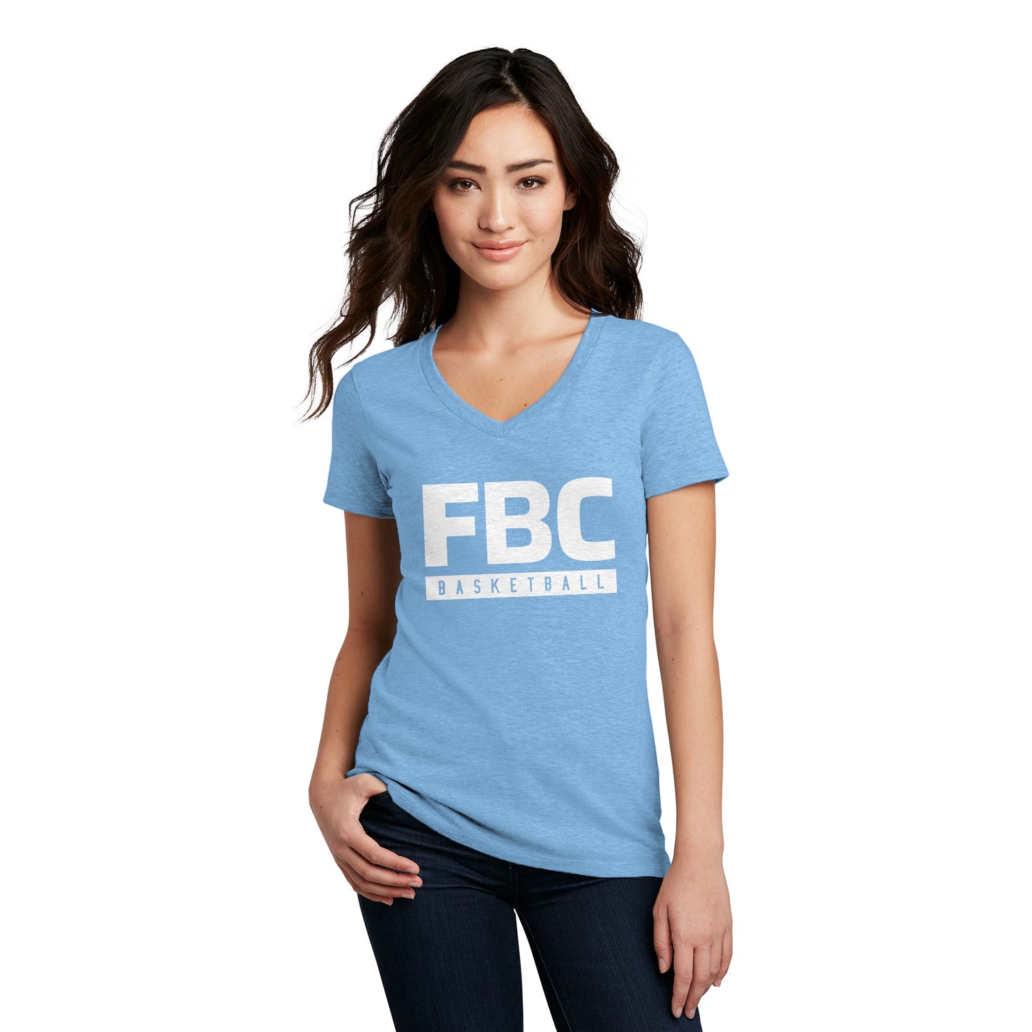 FBC B-Ball Women’s V-Neck Tee - White