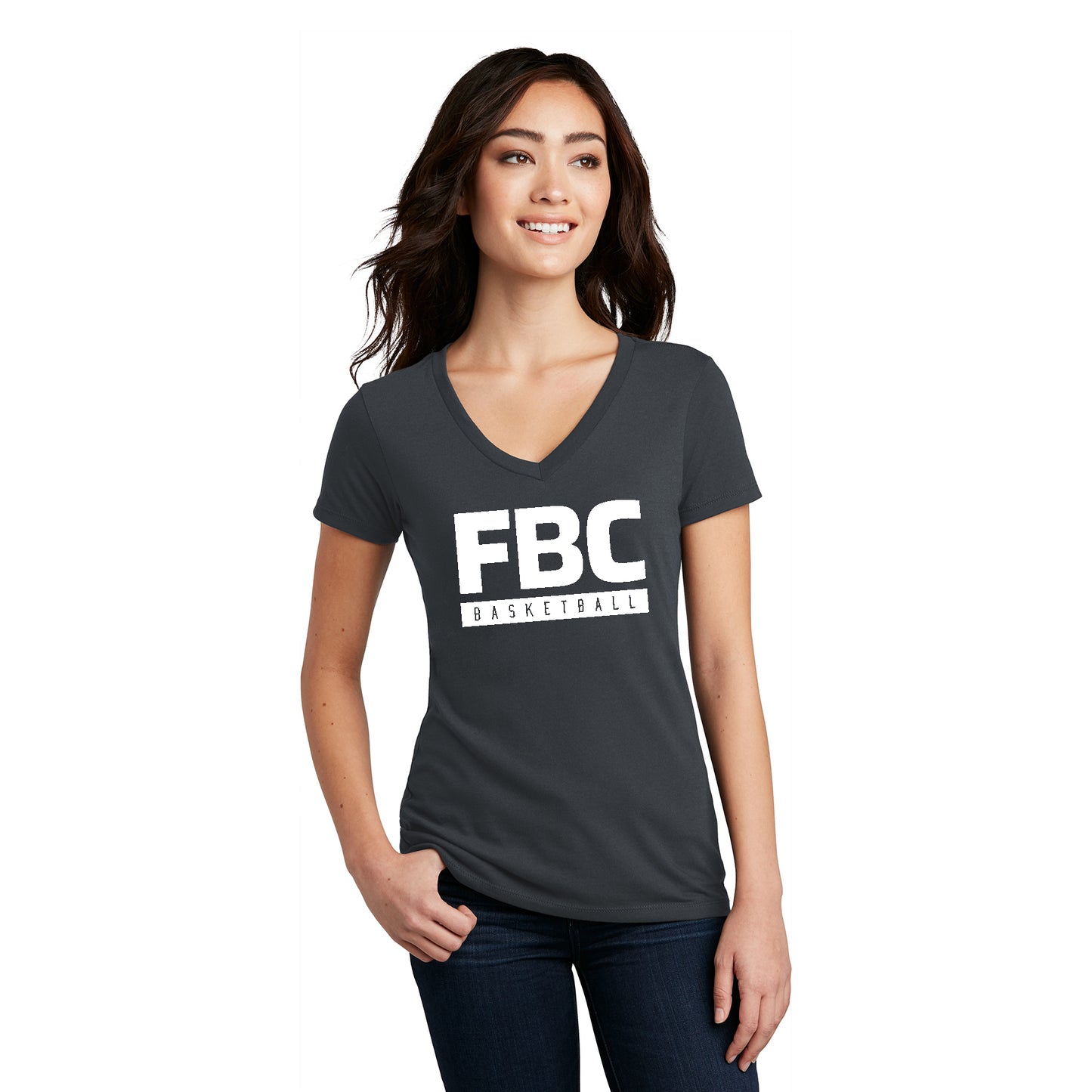 FBC B-Ball Women’s V-Neck Tee - White