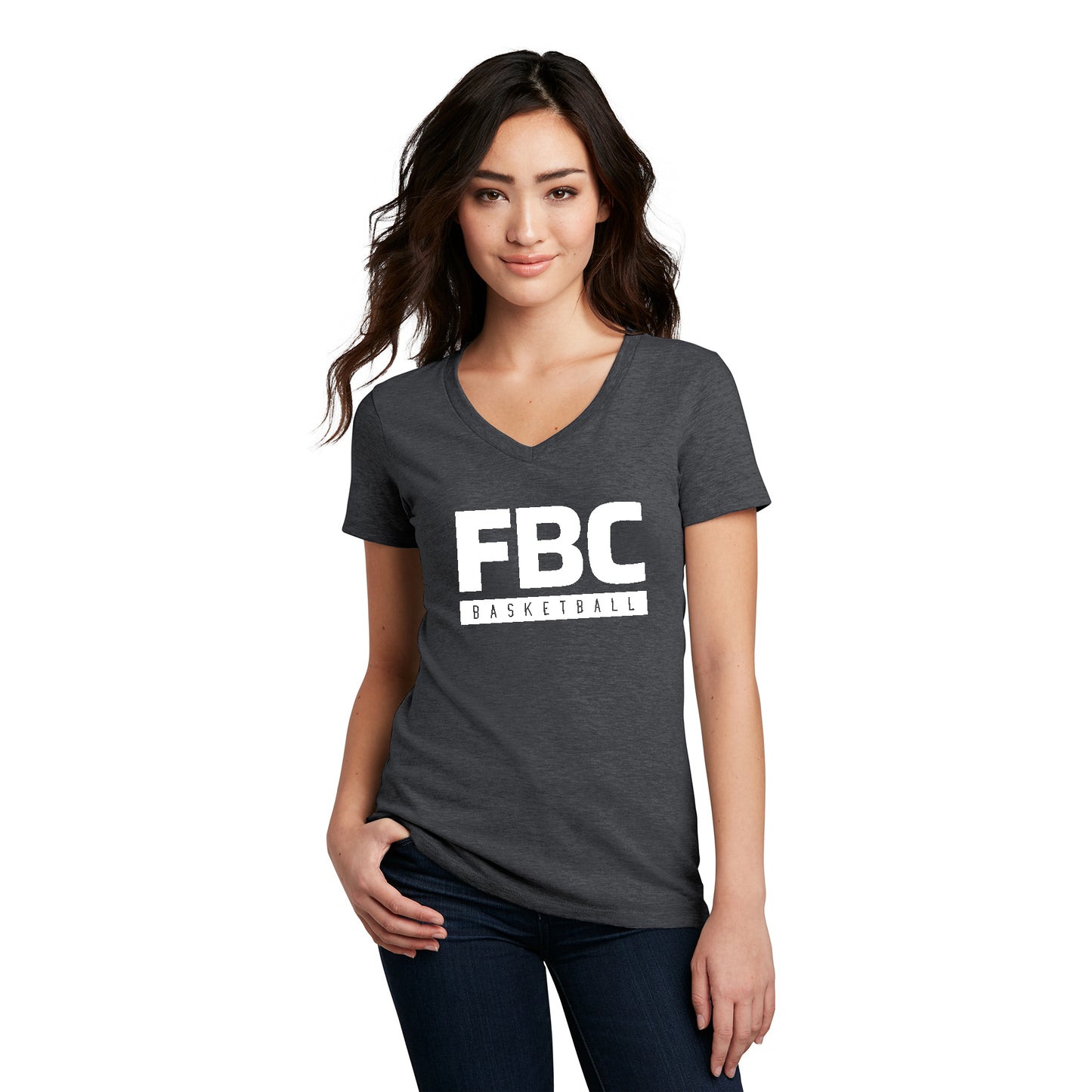 FBC B-Ball Women’s V-Neck Tee - White