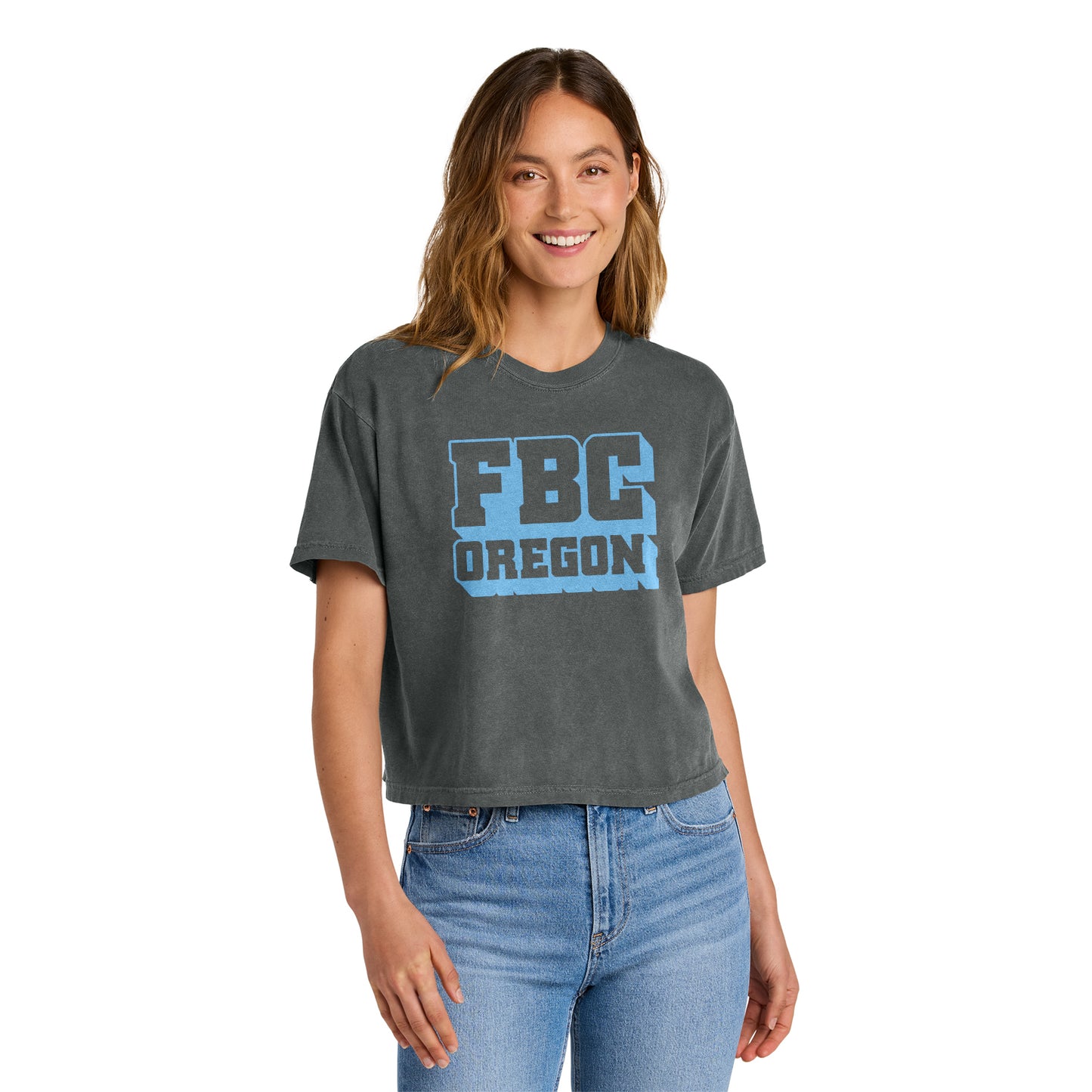 FBCOR Text Women’s Heavyweight Boxy Tee - Blue