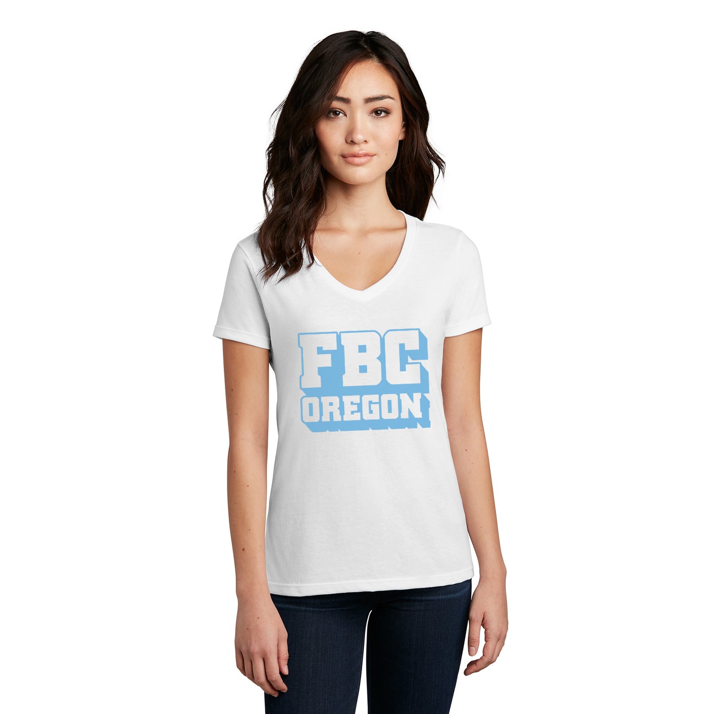 FBCOR Text Women’s V-Neck Tee - Blue
