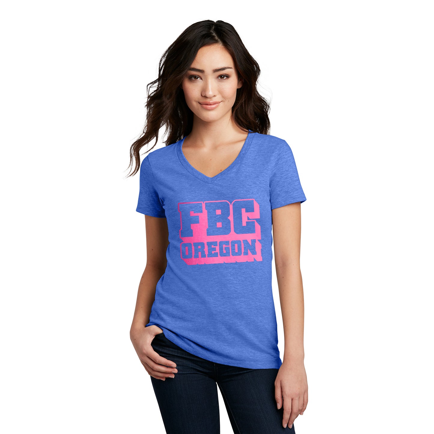 FBCOR Text Women’s V-Neck Tee - Pink
